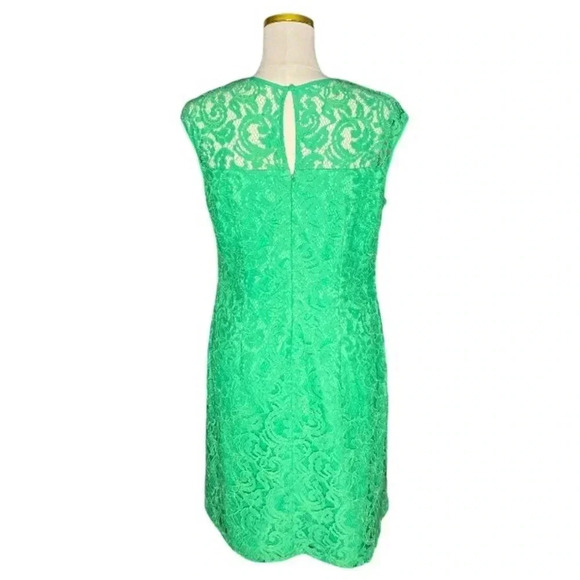 ADRIANNA PAPELL |SLEEVELESS LACE DRESS WITH BEADED NECK IN BOTANIC GREEN SIZE 10 - Picture 5 of 10